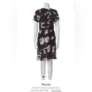 Marni brown floral ruched dress size US 2 / Italian 38